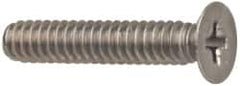 Made in USA - #4-40 UNC, 3/16" OAL Phillips Drive Machine Screw - Flat Head, Grade 18-8 Stainless Steel, Passivated Finish, Without Washer - Benchmark Tooling