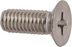 Made in USA - #10-32 UNF, 1/2" OAL Phillips Drive Machine Screw - Flat Head, Grade 18-8 Stainless Steel, Passivated Finish, Without Washer - Benchmark Tooling