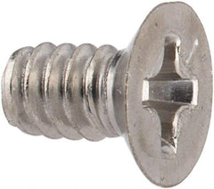 Made in USA - #6-32 UNC, 1/4" OAL Phillips Drive Machine Screw - Flat Head, Grade 18-8 Stainless Steel, Passivated Finish, Without Washer - Benchmark Tooling