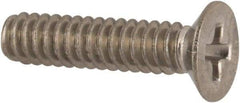 Made in USA - #4-40 UNC, 1/2" OAL Phillips Drive Machine Screw - Flat Head, Grade 18-8 Stainless Steel, Passivated Finish, Without Washer - Benchmark Tooling