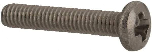 Made in USA - #2-64 UNF, 1/2" Length Under Head Phillips Drive Machine Screw - Pan Head, Grade 18-8 Stainless Steel, Black Oxide Finish, Without Washer - Benchmark Tooling