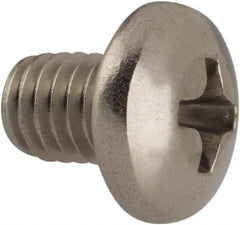 Made in USA - #10-32 UNF, 1/4" Length Under Head Phillips Drive Machine Screw - Pan Head, Grade 18-8 Stainless Steel, Black Oxide Finish, Without Washer - Benchmark Tooling