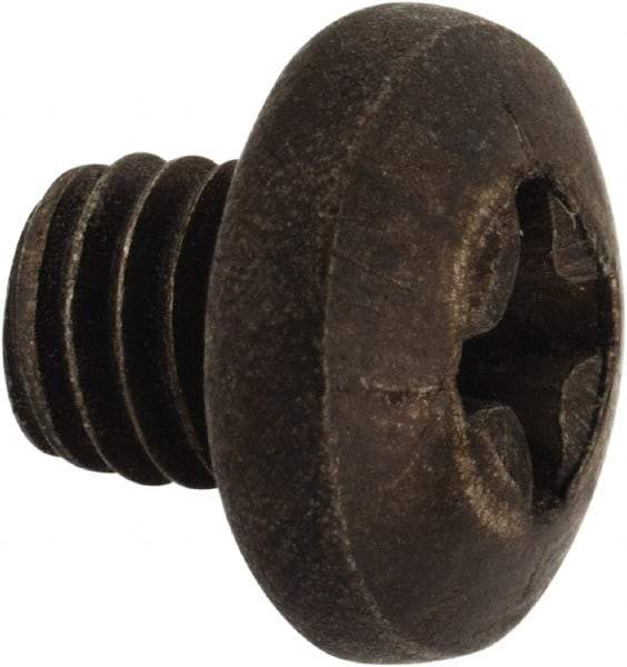 Made in USA - #10-32 UNF, 3/16" Length Under Head Phillips Drive Machine Screw - Pan Head, Grade 18-8 Stainless Steel, Black Oxide Finish, Without Washer - Benchmark Tooling