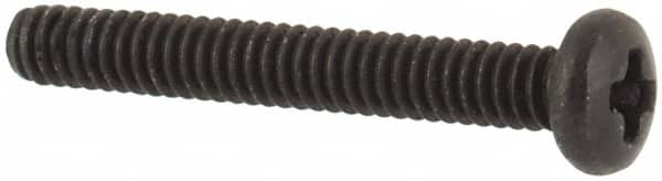 Made in USA - #0-80 UNF, 7/16" Length Under Head Phillips Drive Machine Screw - Pan Head, Grade 18-8 Stainless Steel, Black Oxide Finish, Without Washer - Benchmark Tooling