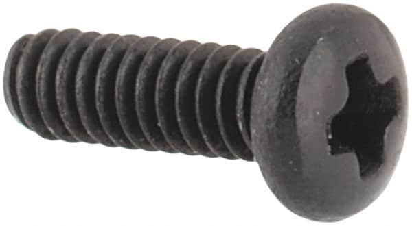 Made in USA - #0-80 UNF, 3/16" Length Under Head Phillips Drive Machine Screw - Pan Head, Grade 18-8 Stainless Steel, Black Oxide Finish, Without Washer - Benchmark Tooling