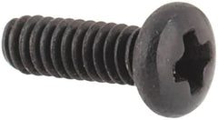 Made in USA - #0-80 UNF, 3/16" Length Under Head Phillips Drive Machine Screw - Pan Head, Grade 18-8 Stainless Steel, Black Oxide Finish, Without Washer - Benchmark Tooling