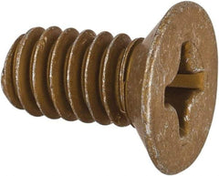Made in USA - 1/4-20 UNC, 1/2" OAL Phillips Drive Machine Screw - Flat Head, Grade 3 Steel, Yellow Cadmium-Plated Finish, Without Washer - Benchmark Tooling