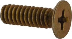Made in USA - #10-24 UNC, 5/8" OAL Phillips Drive Machine Screw - Flat Head, Grade 3 Steel, Yellow Cadmium-Plated Finish, Without Washer - Benchmark Tooling