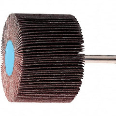 PFERD - 2" Diam x 1-1/2" Face Width, Aluminum Oxide Coated Mounted Flap Wheel - 1/4" Shank Mount, 120 Grit, 15,000 Max RPM - Benchmark Tooling