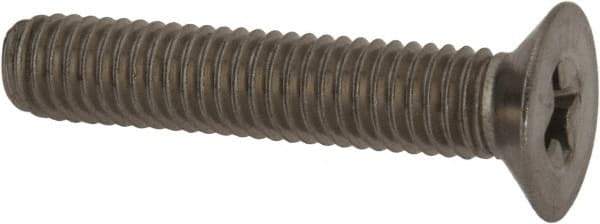 Made in USA - #10-32 UNF, 1" OAL Phillips Drive Machine Screw - Flat Head, Grade 18-8 Stainless Steel, Passivated Finish, Without Washer - Benchmark Tooling