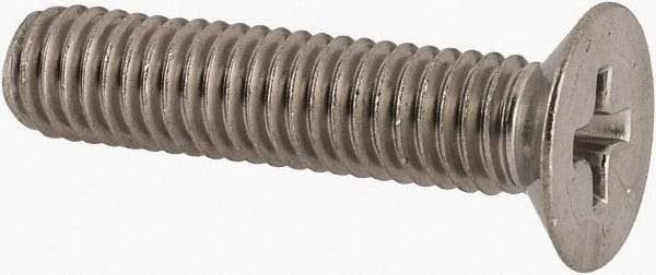 Made in USA - #10-32 UNF, 7/8" OAL Phillips Drive Machine Screw - Flat Head, Grade 18-8 Stainless Steel, Without Washer - Benchmark Tooling