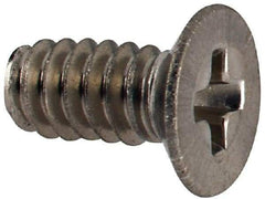 Made in USA - #4-40 UNC, 1/4" OAL Phillips Drive Machine Screw - Flat Head, Grade 18-8 Stainless Steel, Passivated Finish, Without Washer - Benchmark Tooling