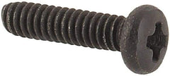 Made in USA - #0-80 UNF, 1/4" Length Under Head Phillips Drive Machine Screw - Pan Head, Grade 18-8 Stainless Steel, Black Oxide Finish, Without Washer - Benchmark Tooling