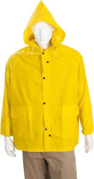 MCR Safety - Size L, Yellow, Rain Jacket - Detachable Hood - Benchmark Tooling