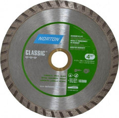 Norton - 4-1/2" Diam, 5/8 & 7/8" Arbor Hole Diam, Wet & Dry Cut Saw Blade - Diamond-Tipped, Standard Round Arbor - Benchmark Tooling