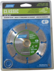 Norton - 4-1/2" Diam, 5/8 & 7/8" Arbor Hole Diam, Wet & Dry Cut Saw Blade - Diamond-Tipped, Standard Round Arbor - Benchmark Tooling