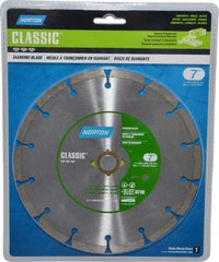 Norton - 7" Diam, 5/8" Arbor Hole Diam, Wet & Dry Cut Saw Blade - Diamond-Tipped, Standard Round Arbor - Benchmark Tooling