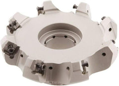 Iscar - 5.58" Cut Diam, 1-1/2" Arbor Hole, 0.276" Max Depth of Cut, 45° Indexable Chamfer & Angle Face Mill - 8 Inserts, S845 SX.U 16.. Insert, Right Hand Cut, 8 Flutes, Through Coolant, Series Helido - Benchmark Tooling