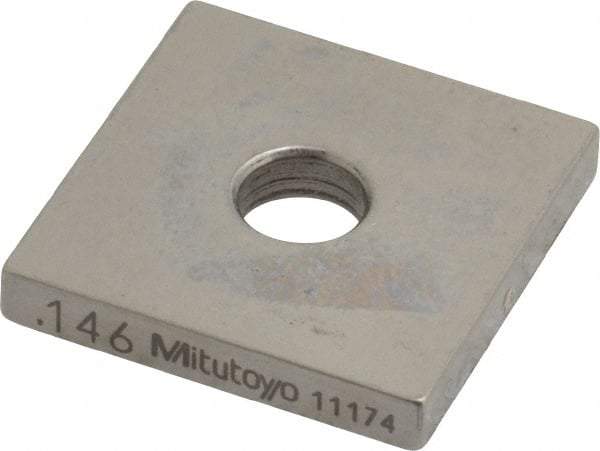 Mitutoyo - 0.146" Square Steel Gage Block - Accuracy Grade 0, Includes Certificate of Inspection - Benchmark Tooling