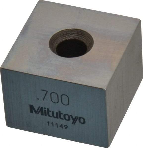 Mitutoyo - 0.7" Square Steel Gage Block - Accuracy Grade 0, Includes Certificate of Inspection - Benchmark Tooling