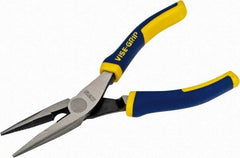 Irwin - 6" OAL, 1-25/32" Jaw Length x 23/32" Jaw Width, Long Nose Side Cutting Pliers - Serrated Jaw, Standard Head, ProTouch Handles - Benchmark Tooling