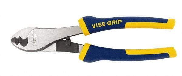 Irwin - 8" OAL, Cable Cutter - 13/16" Jaw Length x 1-1/4" Jaw Width, Rubber Grips Handle - Benchmark Tooling