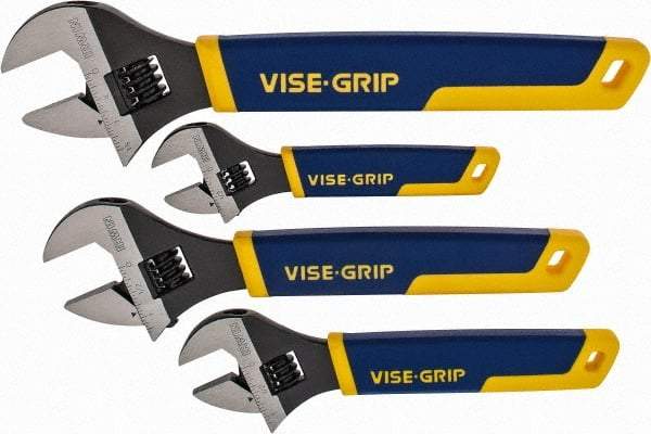 Irwin - 4 Piece, Adjustable Wrench Set - Inch/Metric System of Measurement, Chrome Vanadium Finish, Comes in Plastic Tray - Benchmark Tooling