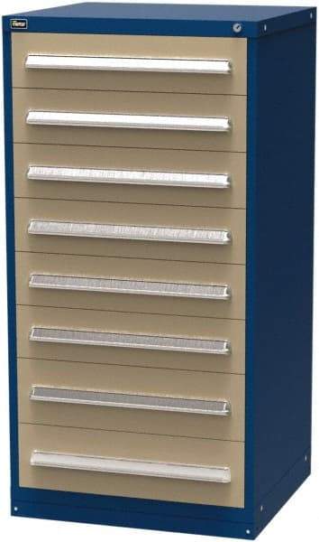 Vidmar - 8 Drawer, Modular Storage Cabinet - Steel, 30" Wide x 27-3/4" Deep x 59" High, Blue & Beige - Benchmark Tooling