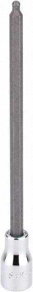 SK - 3/8" Drive, 4mm Hex Bit Socket - 6" OAL, 5" Bit Length, Long Ball End Hex Bit Socket - Benchmark Tooling