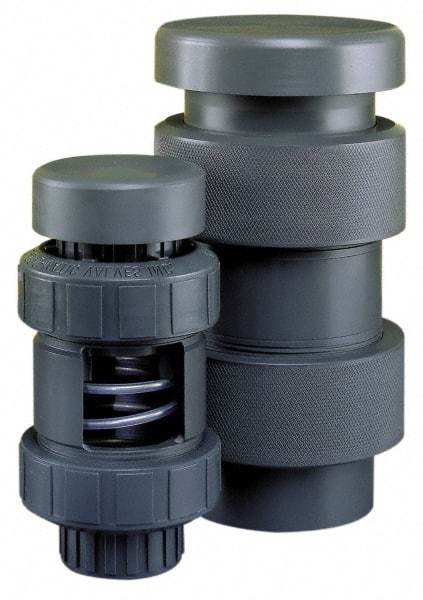 Plast-O-Matic - 3" Pipe, 100 Max psi, PVC, Normally Closed Design Vacuum Breaker Valve - EPDM Seal, PTFE Encapsulated Stainless Steel Spring, NPT End Connections - Benchmark Tooling