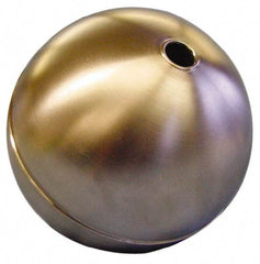 Made in USA - 4" Diam, Spherical, Tubed Through Connection, Metal Float - 3/8" Rod Thread, Stainless Steel, 900 Max psi, 19 Gauge - Benchmark Tooling
