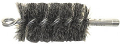 Schaefer Brush - 4-1/2" Brush Length, 1-1/2" Diam, Fiber Single Stem, Single Spiral Tube Brush - 8" Long, Tampico Fibre, 1/4" NPSM Male Connection - Benchmark Tooling