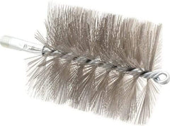 Schaefer Brush - 4-1/2" Brush Length, 4" Diam, Double Stem, Double Spiral Tube Brush - 7-1/4" Long, Stainless Steel, 1/4" NPSM Male Connection - Benchmark Tooling