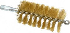 Schaefer Brush - 4-1/2" Brush Length, 2-1/4" Diam, Double Stem, Single Spiral Tube Brush - 8" Long, Brass, 1/4" NPSM Male Connection - Benchmark Tooling