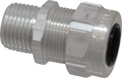 Thomas & Betts - 0.31 to 0.56" Cable Capacity, Liquidtight, Straight Strain Relief Cord Grip - 1/2 Thread, 1-3/4" Long, Aluminum - Benchmark Tooling