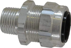Thomas & Betts - 1/2 to 3/4" Cable Capacity, Liquidtight, Straight Strain Relief Cord Grip - 1/2 Thread, 1-3/4" Long, Aluminum - Benchmark Tooling