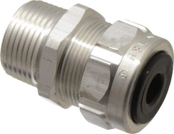 Thomas & Betts - 1/8 to 3/8" Cable Capacity, Liquidtight, Straight Strain Relief Cord Grip - 3/4 Thread, 1-25/32" Long, Aluminum - Benchmark Tooling