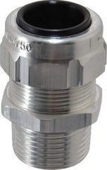 Thomas & Betts - 1/2 to 3/4" Cable Capacity, Liquidtight, Straight Strain Relief Cord Grip - 3/4 Thread, 1-25/32" Long, Aluminum - Benchmark Tooling