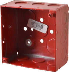 Thomas & Betts - 2 Gang, (17) 1/2 & 3/4" Knockouts, Steel Square Fire Alarm Box - 4" Overall Height x 4" Overall Width x 2-1/8" Overall Depth - Benchmark Tooling