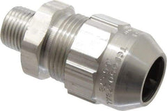 Thomas & Betts - 0.66 to 0.78" Cable Capacity, Class 1, Gas & Vapor Environments, Straight Strain Relief Cord Grip - 1/2 NPT Thread, Aluminum - Benchmark Tooling