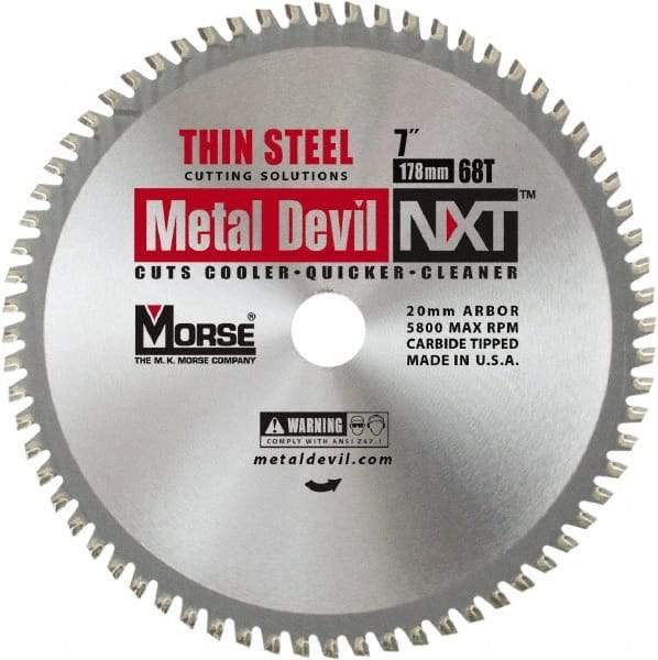 M.K. MORSE - 7" Diam, 20mm Arbor Hole Diam, 68 Tooth Wet & Dry Cut Saw Blade - Tungsten Carbide-Tipped, Standard Round Arbor - Benchmark Tooling