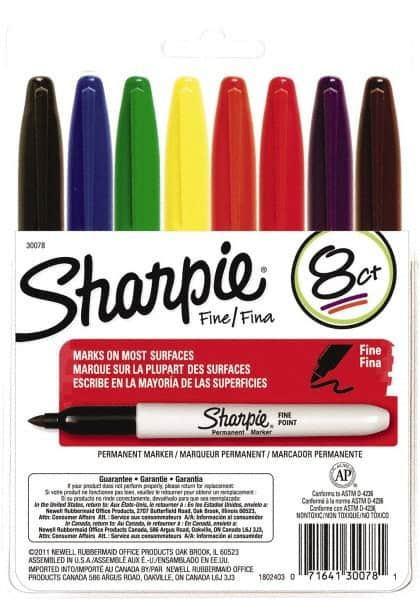 Sharpie - Assorted Colors Permanent Marker - Fine Felt Tip, AP Nontoxic Ink - Benchmark Tooling