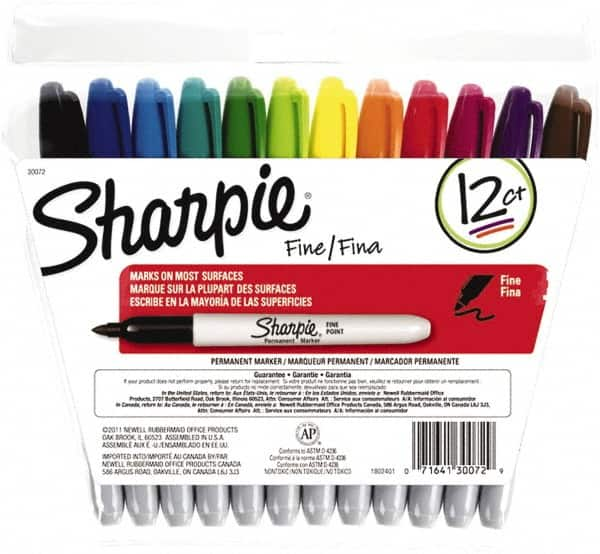 Sharpie - Assorted Colors Permanent Marker - Fine Felt Tip, AP Nontoxic Ink - Benchmark Tooling