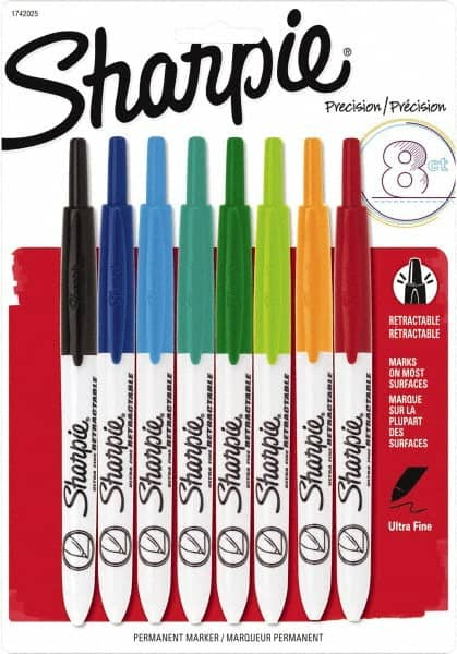 Sharpie - Assorted Colors, Permanent Marker - Retractable Ultra Fine Tip, AP Nontoxic Ink - Benchmark Tooling