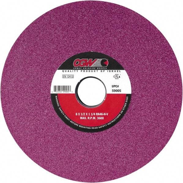 Camel Grinding Wheels - 14" Diam x 5" Hole x 1-1/2" Thick, J Hardness, 46 Grit Surface Grinding Wheel - Aluminum Oxide, Type 1, Medium Grade, Vitrified Bond, No Recess - Benchmark Tooling