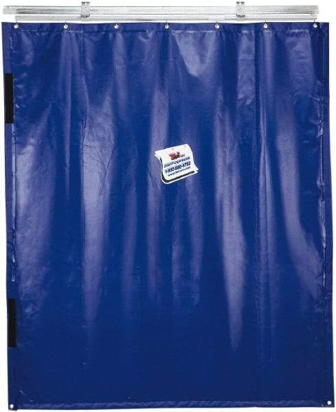 TMI, LLC - 12' Door Width x 8' Door Height PVC Solid Industrial Curtain Kit - Blue - Benchmark Tooling