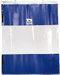 TMI, LLC - 24' Door Width x 12' Door Height PVC Solid with Vision Panel (Style) Industrial Curtain Kit - Blue/Clear - Benchmark Tooling