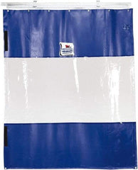 TMI, LLC - 24' Door Width x 8' Door Height PVC Solid with Vision Panel (Style) Industrial Curtain Kit - Blue/Clear - Benchmark Tooling