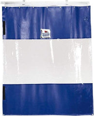TMI, LLC - 12' Door Width x 10' Door Height PVC Solid with Vision Panel (Style) Industrial Curtain Kit - Blue/Clear - Benchmark Tooling