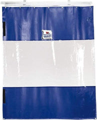 TMI, LLC - 6' Door Width x 12' Door Height PVC Solid with Vision Panel (Style) Industrial Curtain Kit - Blue/Clear - Benchmark Tooling